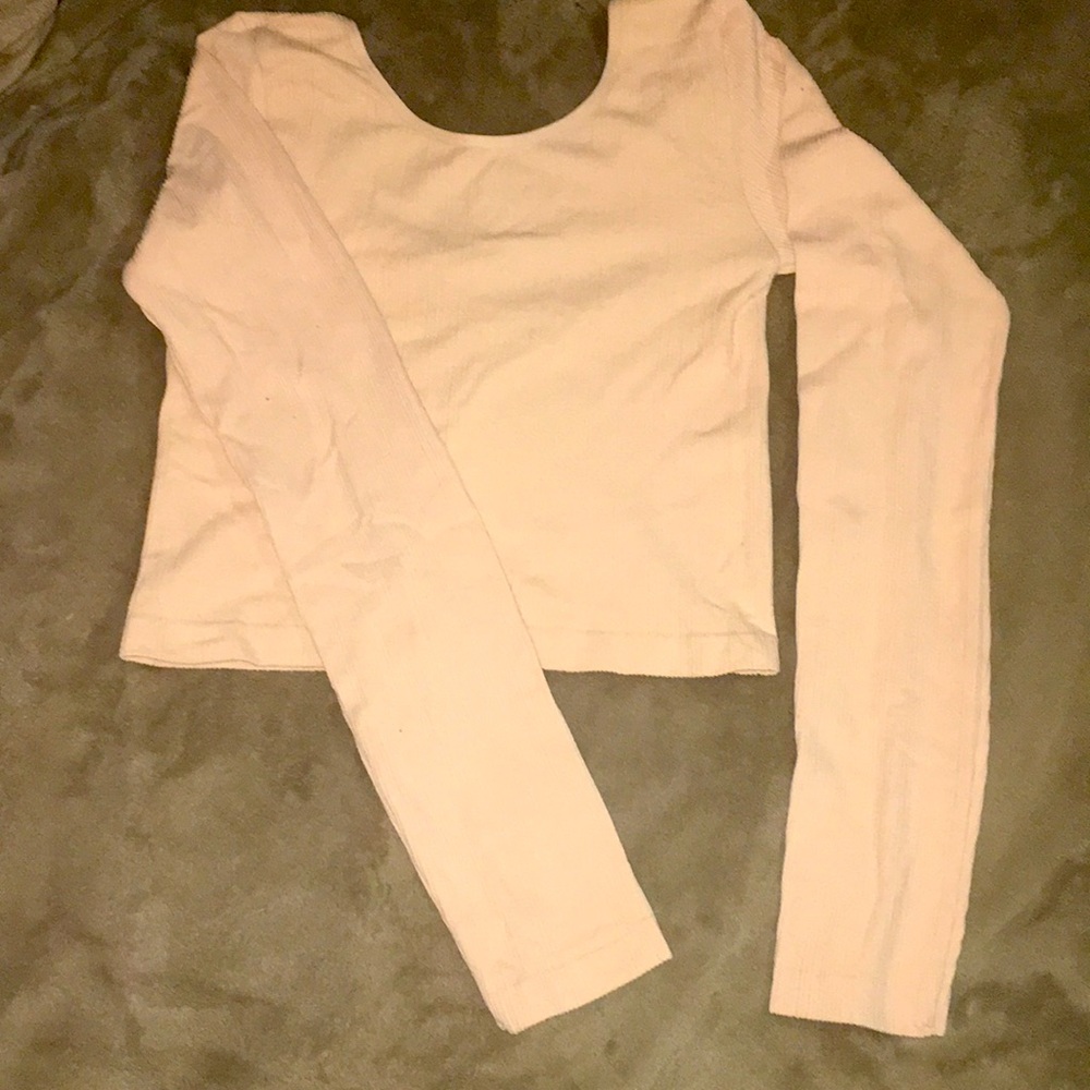 Nudes line texture long sleeve crop top